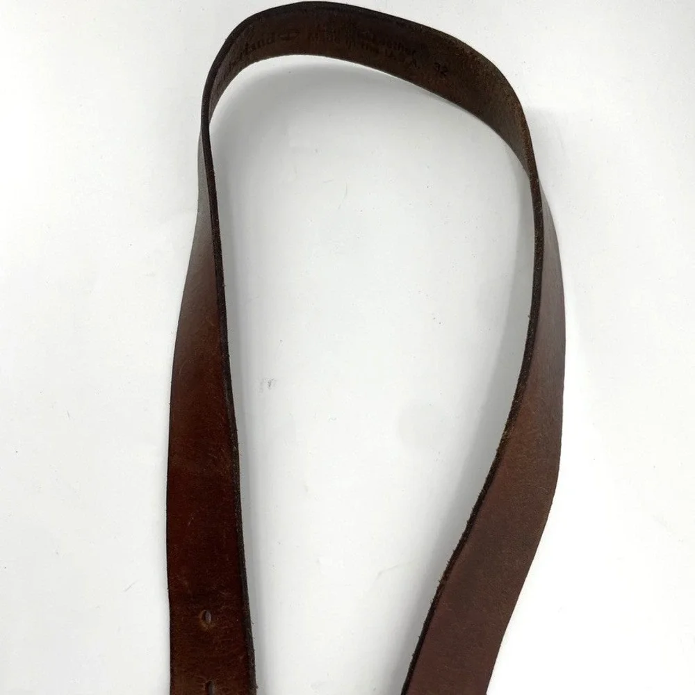 Timberland Men's Size 32 Dark Brown Genuine Leather‎ Casual Belt Made in USA